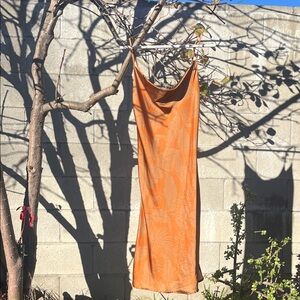 Miss Lola Vibrant Orange Strapless Dress